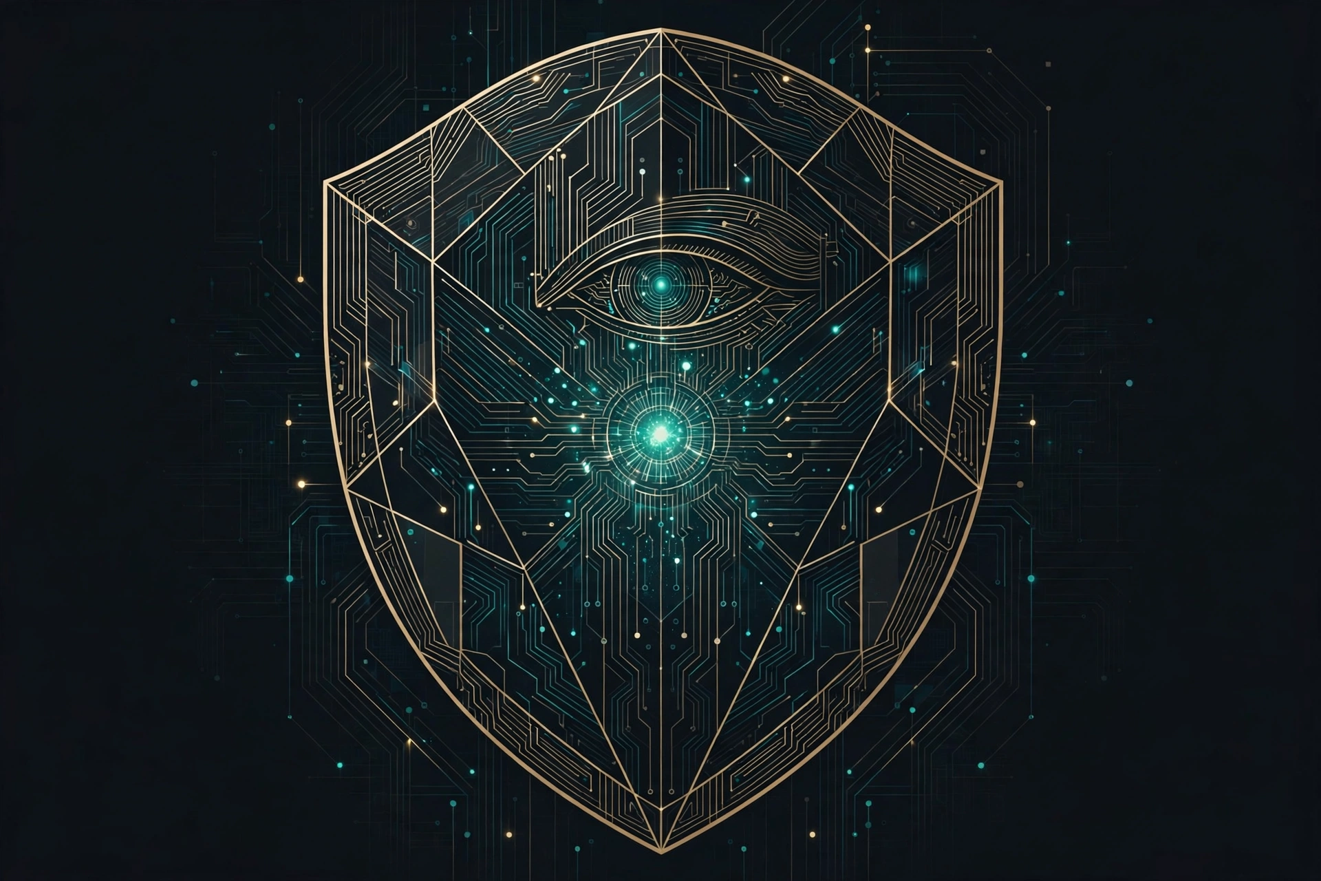 Illustration of AI agent security: a shield guarding data